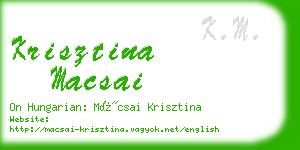 krisztina macsai business card